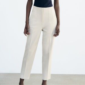 ZARA Pants with a High Waist size XL in Oyster White